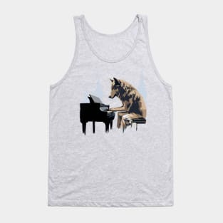 Wolf Playing Piano Tank Top